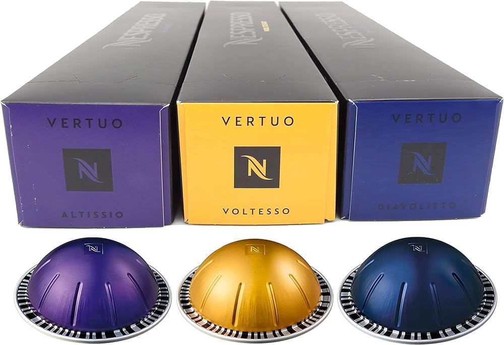 European Version VertuoLine Espresso Capsules (1.35 ounce) Variety: Altissio, Diavolitto, Voltesso, 30 Count (Pack of 3)