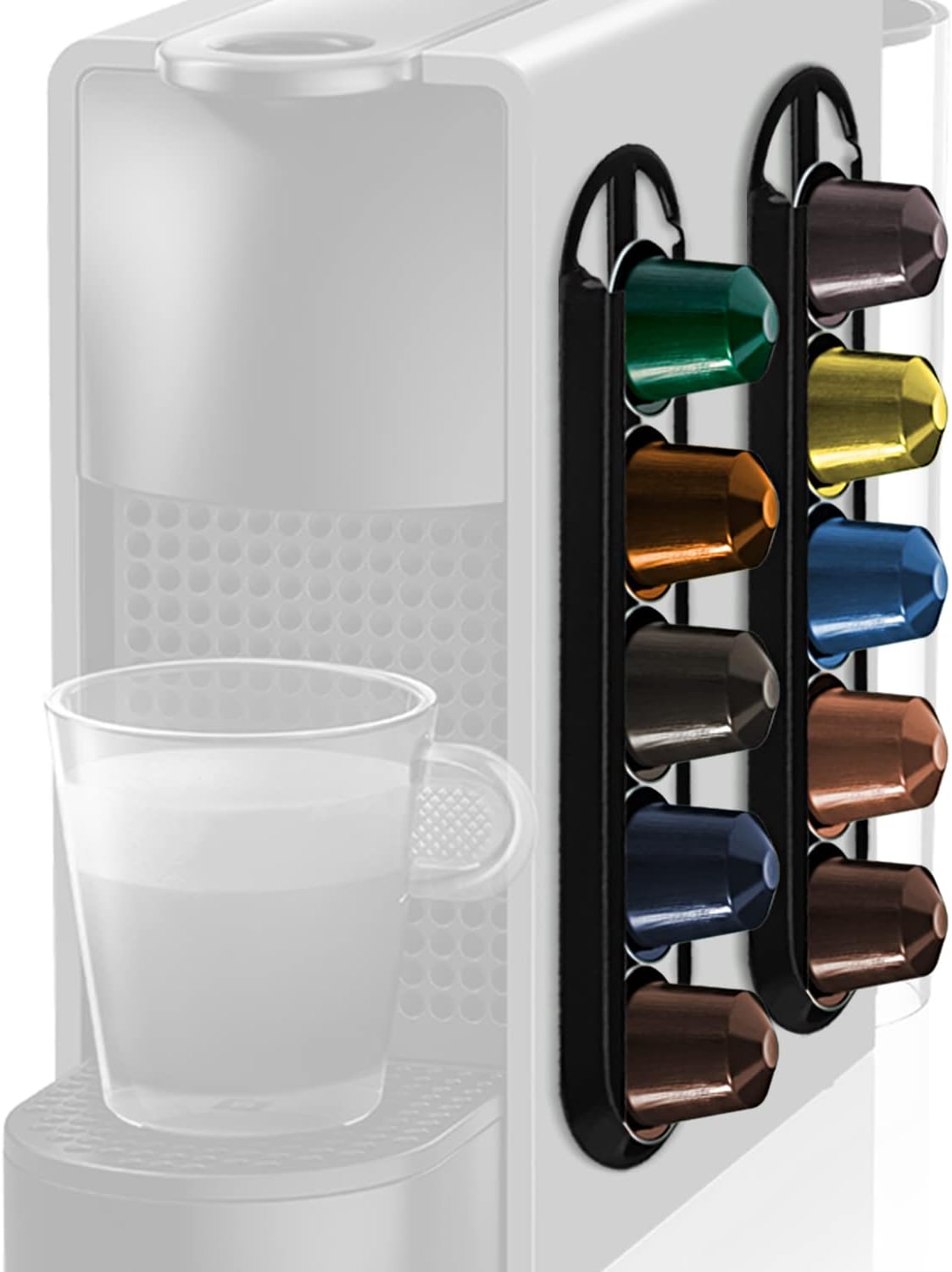 IMPRESA [2 Pack] Capsule Holder Compatible With Nespresso Original Line Capsule Pods - Vertically or Horizontally Mounted on Machine - Holds 10 Capsules