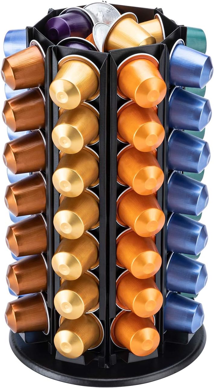 Rice rat Pod Holder for Nespresso Original for 56 Nespresso Original Pods With Central Additional Pods Storage(Carousel-80+ Pods)