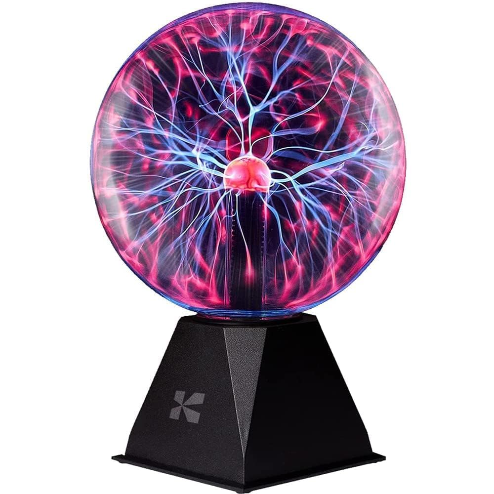 Katzco 7 Plasma Ball - Nebula Sphere, Thunder Lightning - Plug-in Electricity Ball - Touch and Sound Sensitive Plasma Globe for Parties, Decorations, Prop - STEM Science Toy for Kids - Cool Lamps