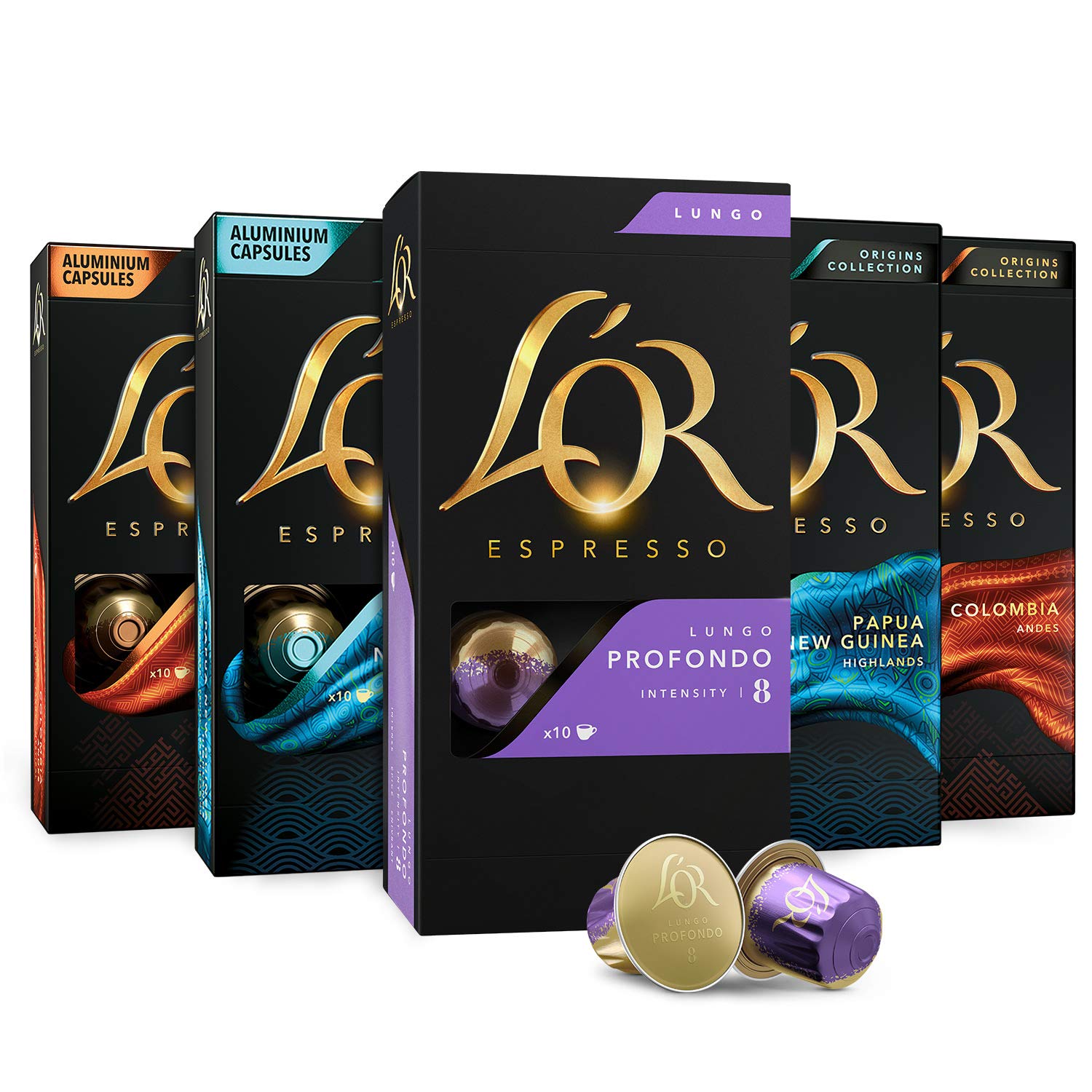 L'OR Espresso Capsules, 50 Count Mild Variety Pack, Single-Serve Aluminum Coffee Capsules Compatible with the LOR BARISTA System & Nespresso Original Machines