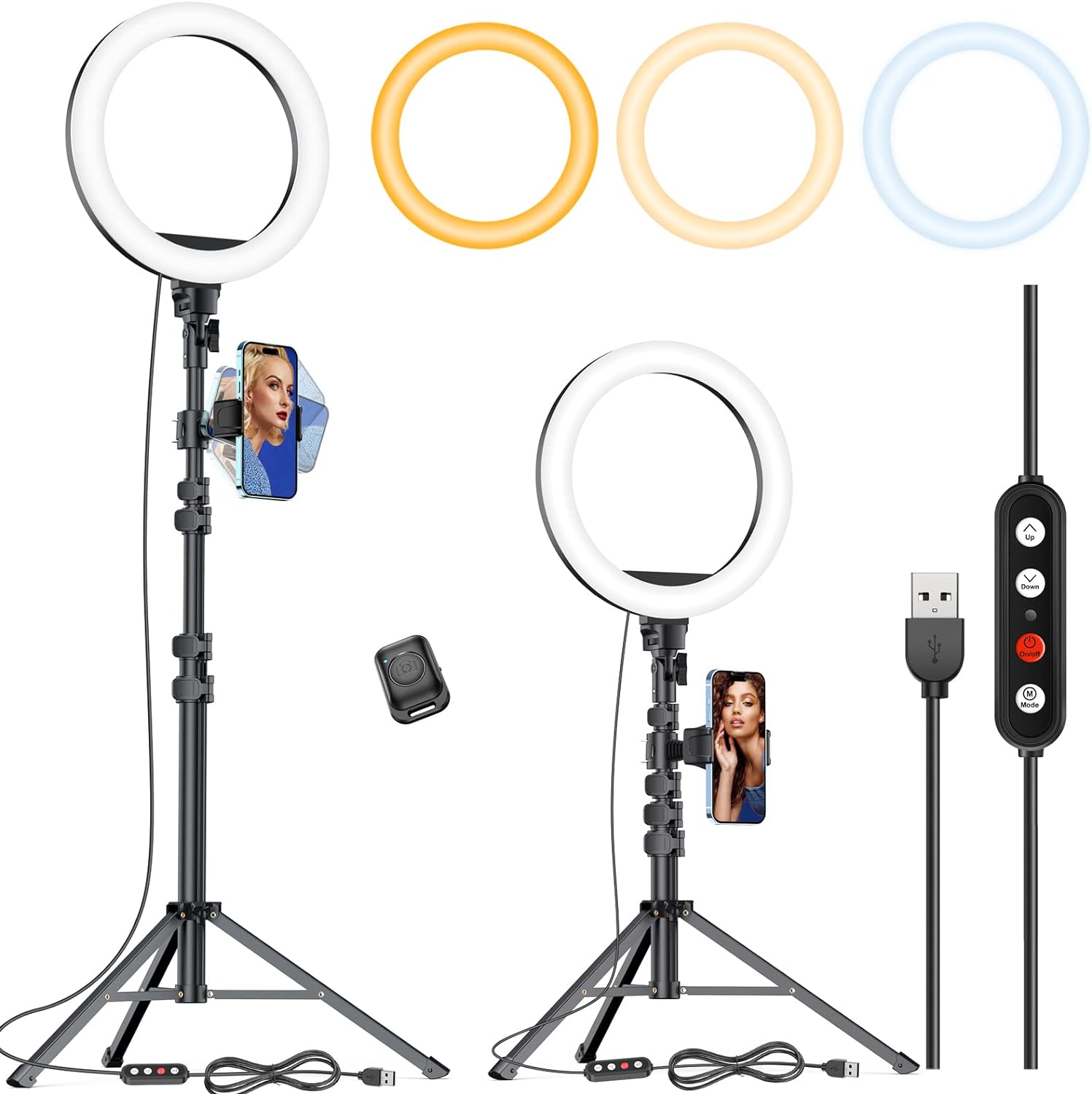 Kaiess 10.2 Selfie Ring Light with 65 Adjustable Tripod Stand & Phone Holder for Live Stream/Makeup, Upgraded Dimmable LED Ringlight for Tiktok/YouTube/Zoom Meeting/Photography