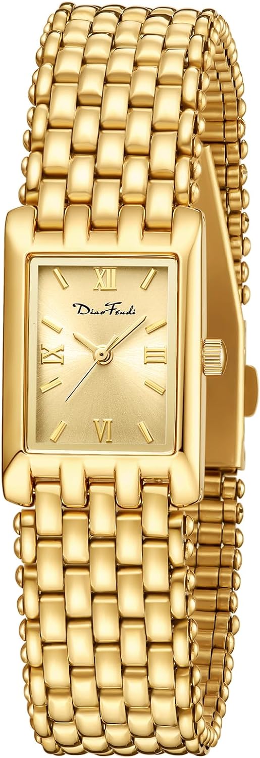 Diaofendi Small Gold Watches for Women Vintage Ladies Quartz Wrist Watches Stainless Steel Band Womens Gold Watch Luxury Bracelet Tools Included