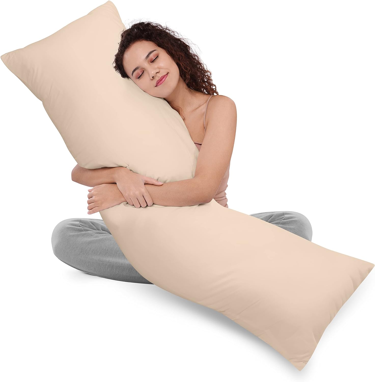 Utopia Bedding Full Body Pillow for Adults (Beige, 20 x 54 Inch), Long Pillow for Sleeping, Large Pillow Insert for Side Sleepers