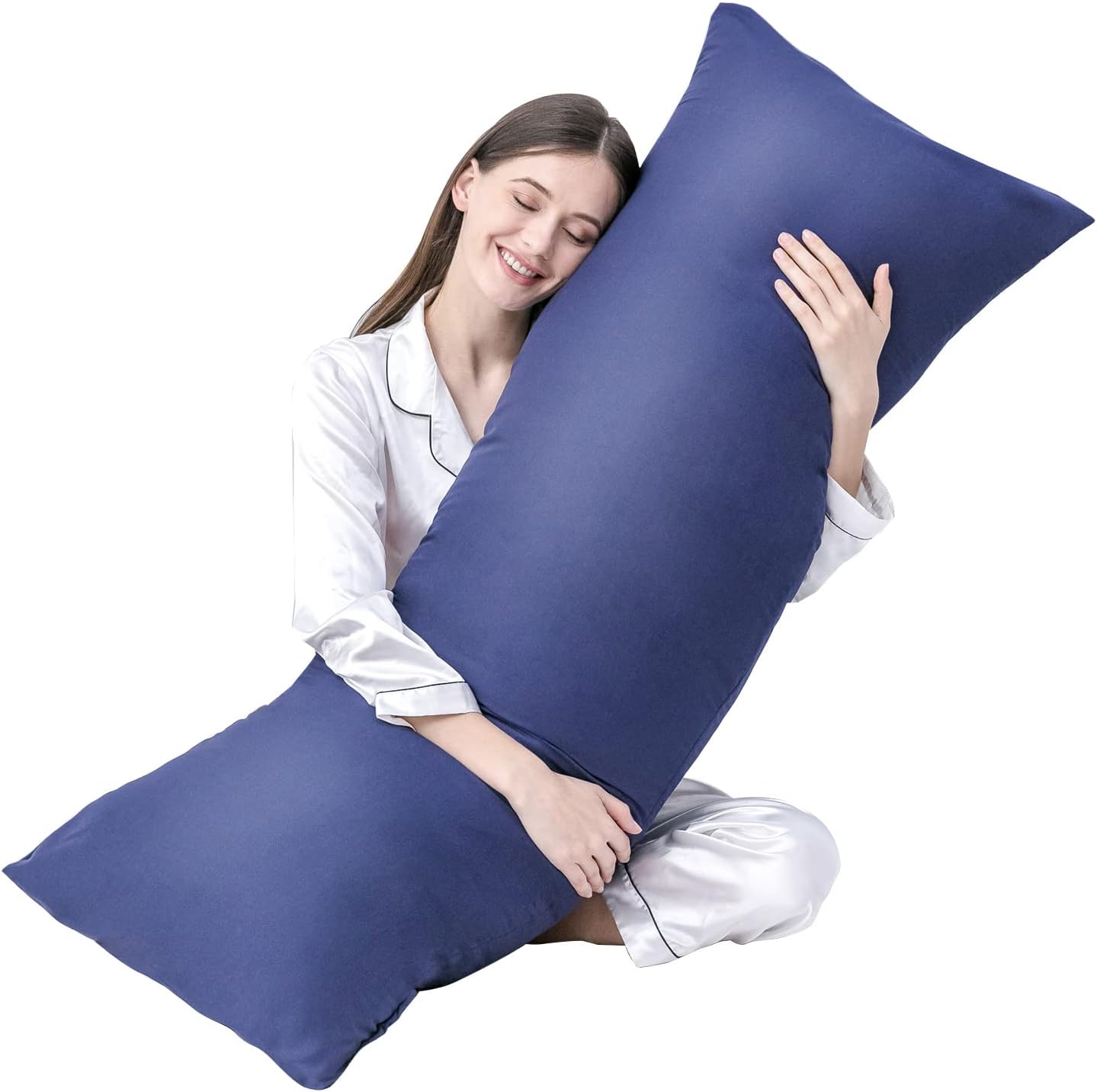 DOWNCOOL Large Body Pillow Insert- Breathable Full Body Pillow for Side Sleeper - Soft Long Bed Pillow for Adults - 20 x 54 inch Blue