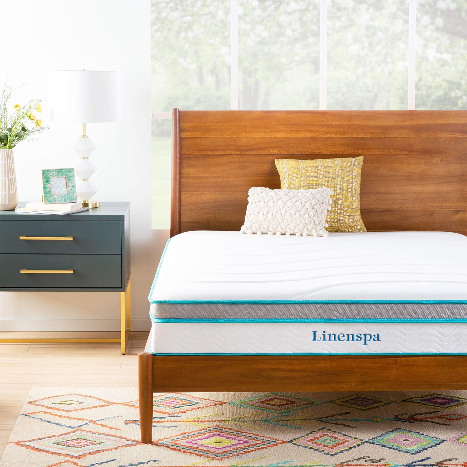 Linenspa 10 Inch Memory Foam and Spring Hybrid Mattress - Medium Feel - Bed in a Box - Quality Comfort and Adaptive Support - Breathable - Cooling - Perfect for a Guest Bedroom - King Size