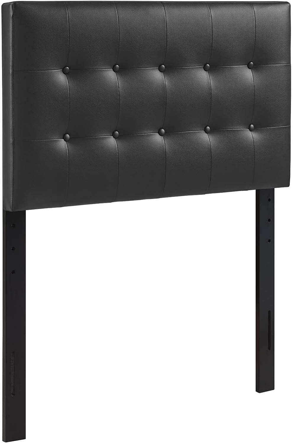 Modway Emily Tufted Button Faux Leather Upholstered Twin Headboard in Black