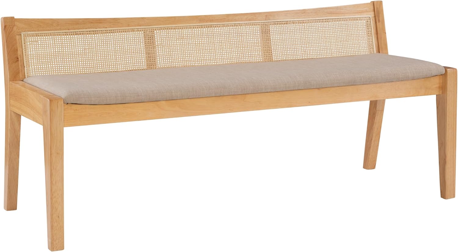 Powell Kasi Beige Rattan Cane Bench with Back, Large, Natural