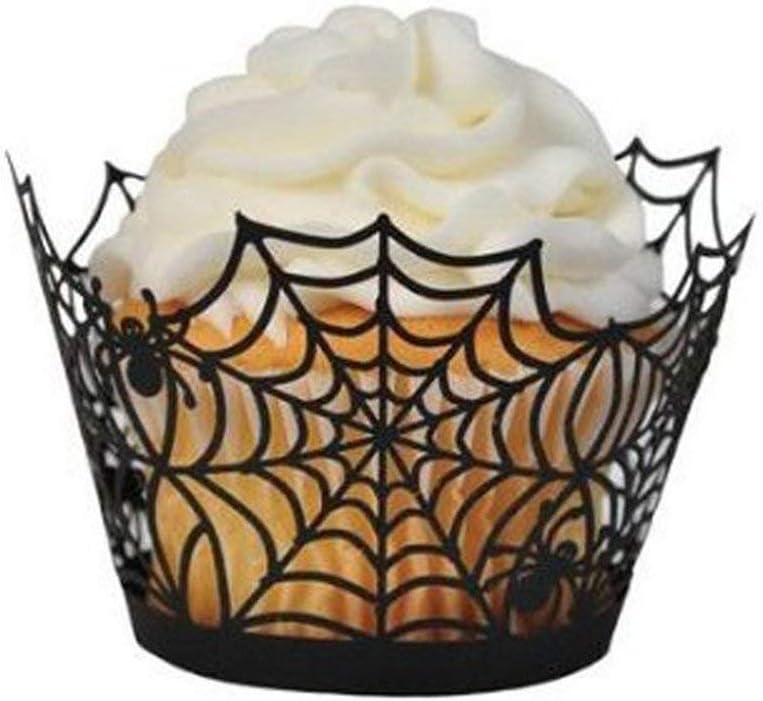 BinaryABC Halloween Cupcake Wrappers,Spider Web Cupcake Wrapper,Halloween Party Decorations Supplies 36Pcs