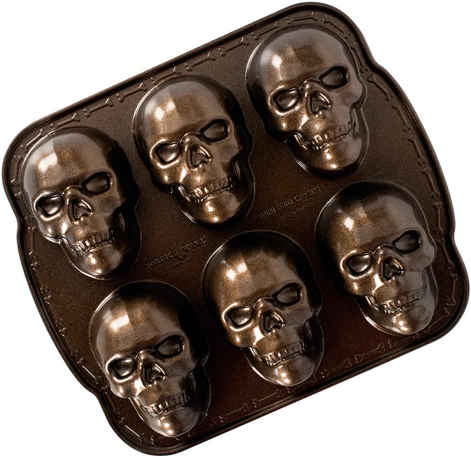 Nordic Ware Halloween Bakeware, Haunted Skull Cakelet Pan, Bronze