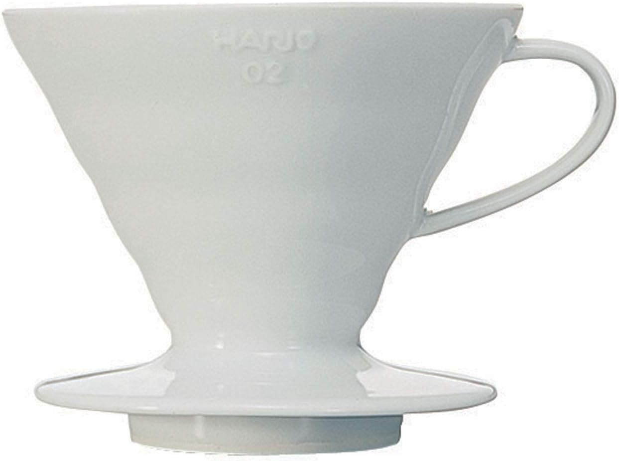 Hario V60 Ceramic Coffee Dripper Pour Over Cone Coffee Maker Size 02, White