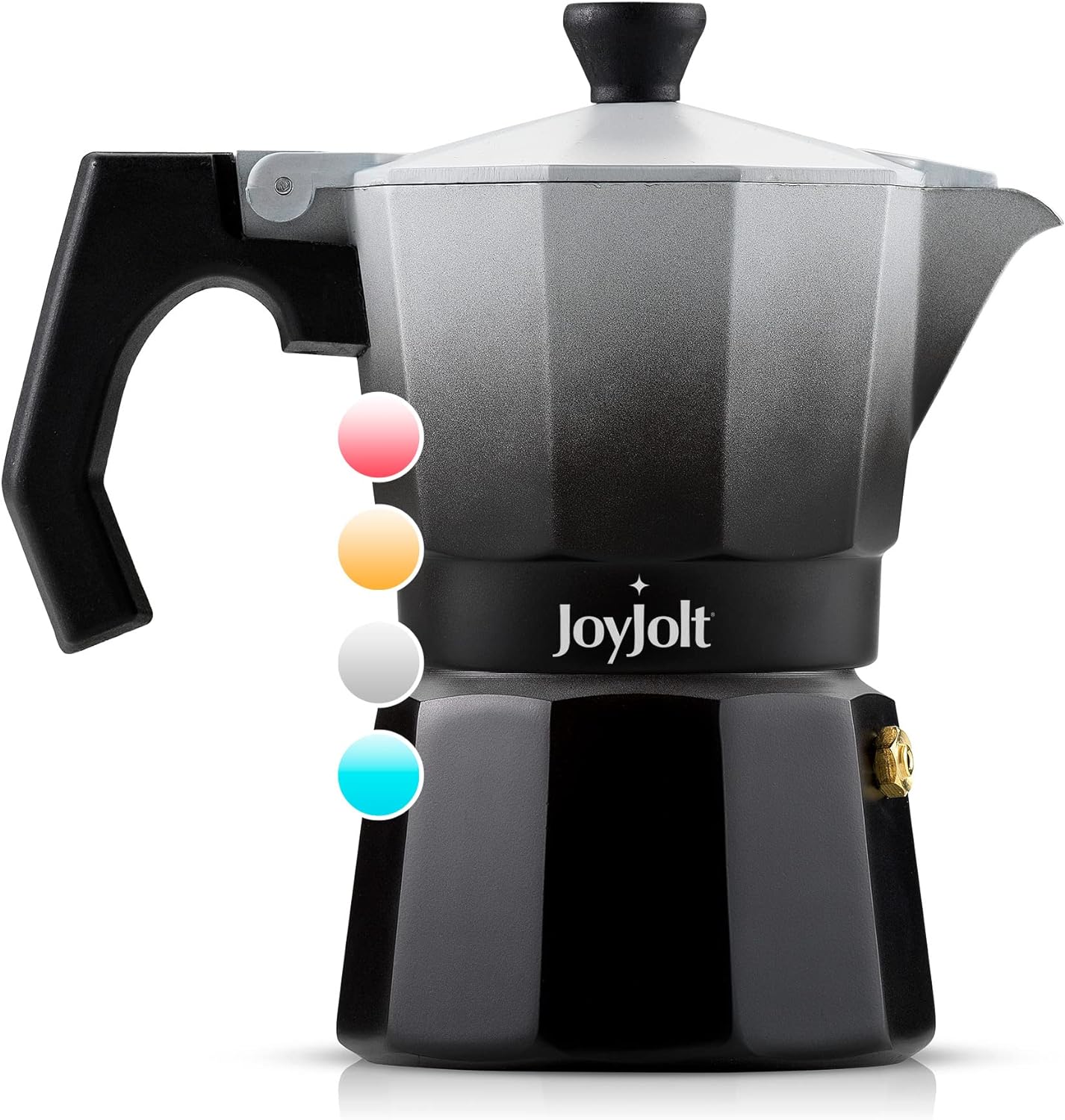 JoyJolt Italian Moka Pot 3 Cup Stovetop Espresso Maker. Black Aluminum Coffee Percolator Coffee Pot With Heat Resistant Handles! Portable Espresso Maker Camping Coffee Pot, Stove Top Cafetera