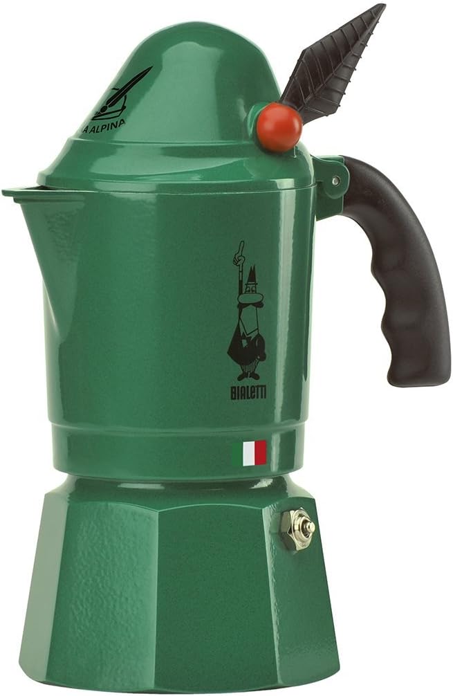 Bialetti - Moka Express Alpina: Iconic Stovetop Espresso Maker, Moka Pot 3 Cups (4.3 Oz - 130 Ml), Aluminium, Green