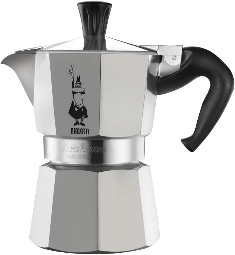 Bialetti - Moka Express: Iconic Stovetop Espresso Maker, Makes Real Italian Coffee, Moka Pot 3 Cups (4.3 Oz - 130 Ml), Aluminium, Silver