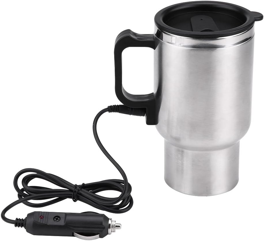 12v Electric Cup for Car,12V Electric in car Stainless Steel Travel Heating Cup Coffee Tea Car Cup Mug (12V 450ml)