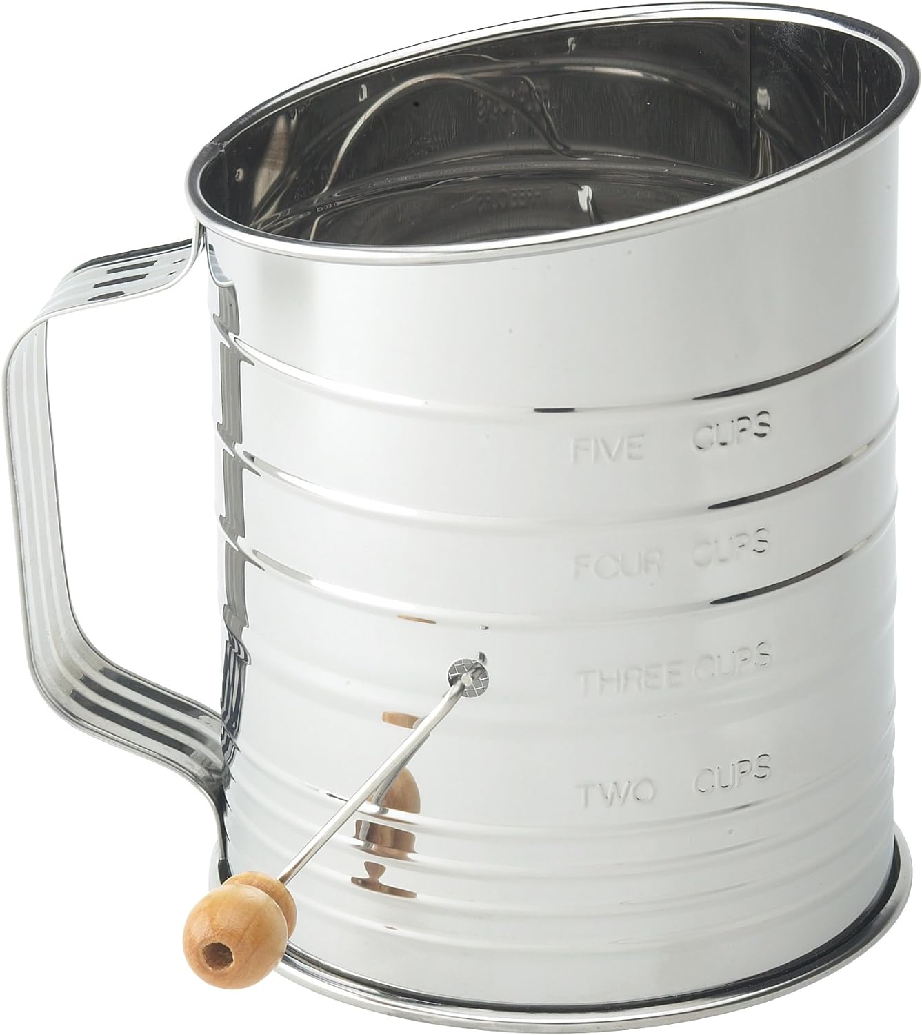 Mrs. Andersons Baking Hand Crank Flour Icing Sugar Sifter, Stainless Steel, 5-Cup