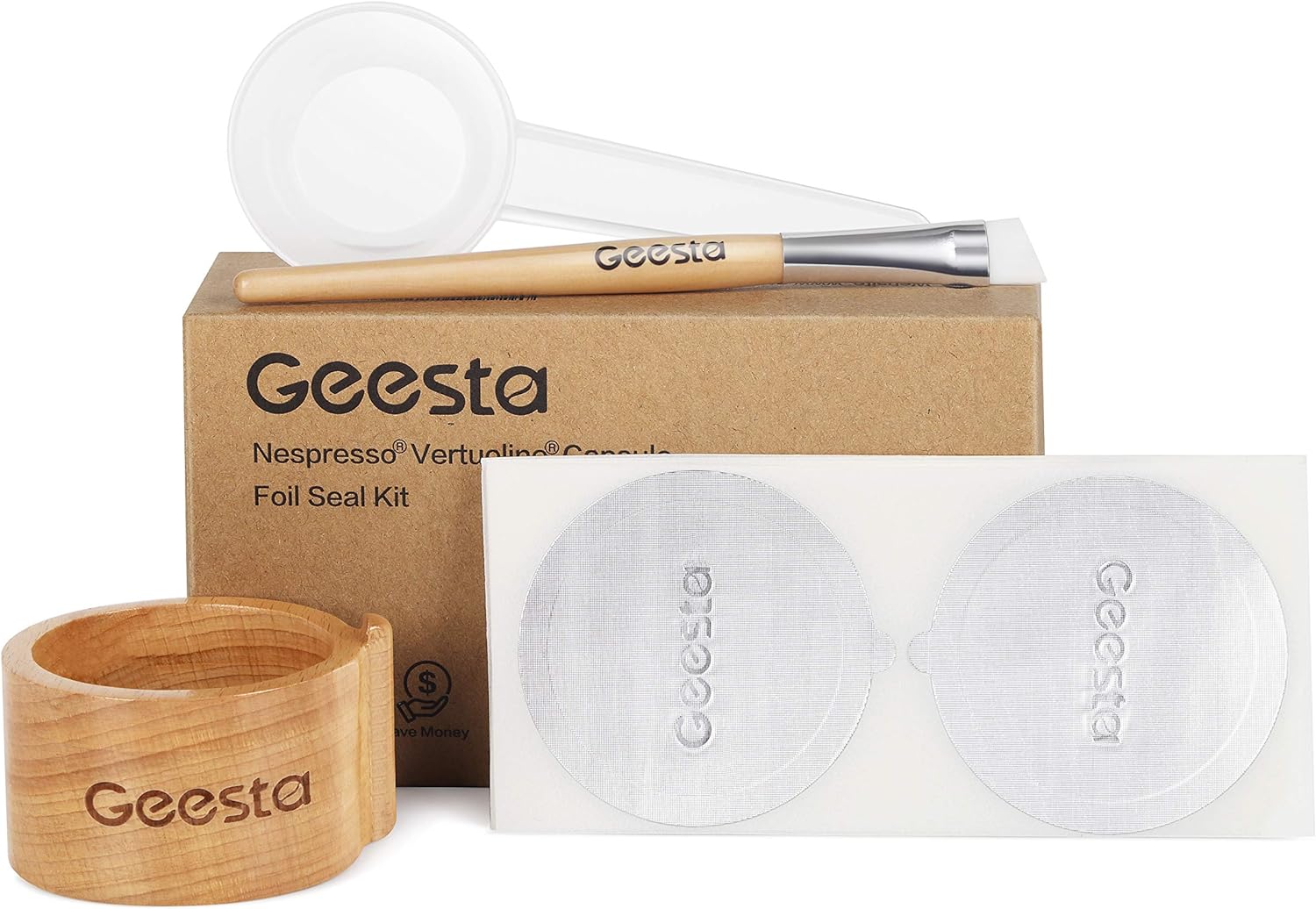 GEESTA Reusable Aluminum Foil Seals Kit Compatible with Nespresso Vertuoline Capsules