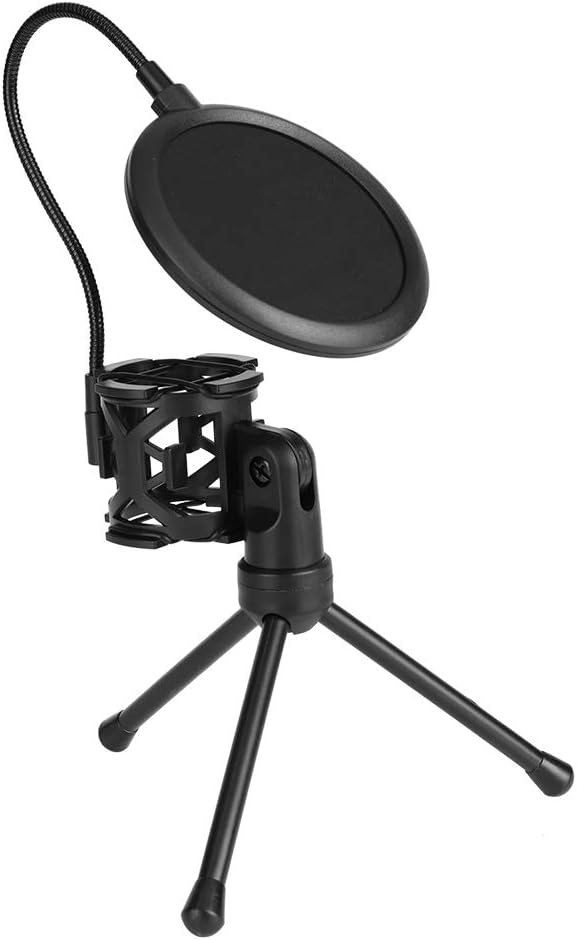 ASHATA Mic Shock Mount, Microphone Shockproof Shock Mount Filter Bracket Stand Mic Stand for Podcast Studio Desktop with 360 Adjustment/Precise Positioning,Reduce Handling and Breath Noises.