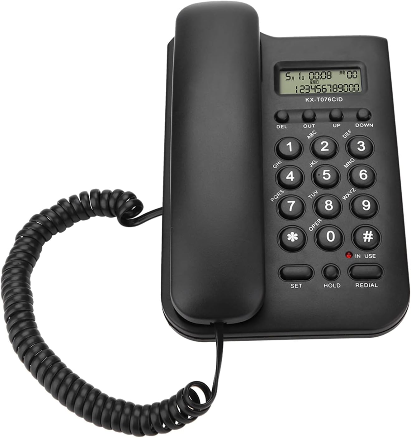 Corded Telephone, Landline Telephone Caller ID Telephone Analog Corded Telephones with Calls Display for Home Office (Black)