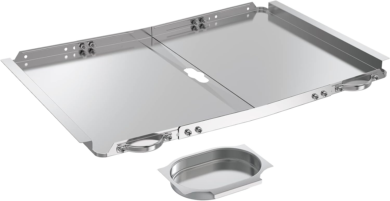 Replacement Grease Tray with Catch Pan for Dyna Glo Grill Replacement Parts, Universal Drip Pan for 4 5 Burner Gas Grill Nexgrill Replacement Parts, Grill Tray for Kenmore BHG Expert Grill (White)