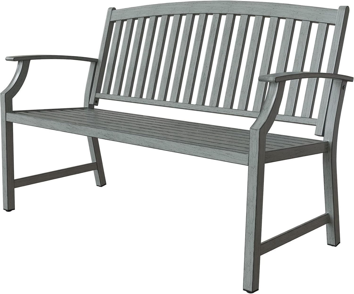 Grand patio Outdoor Benches, Garden Bench with Anti-Rust Aluminum Steel Metal Powder Coated Frame, Patio Farmhouse Seating for Front Porch Park Outside Furniture Decor, Duckegg Blue