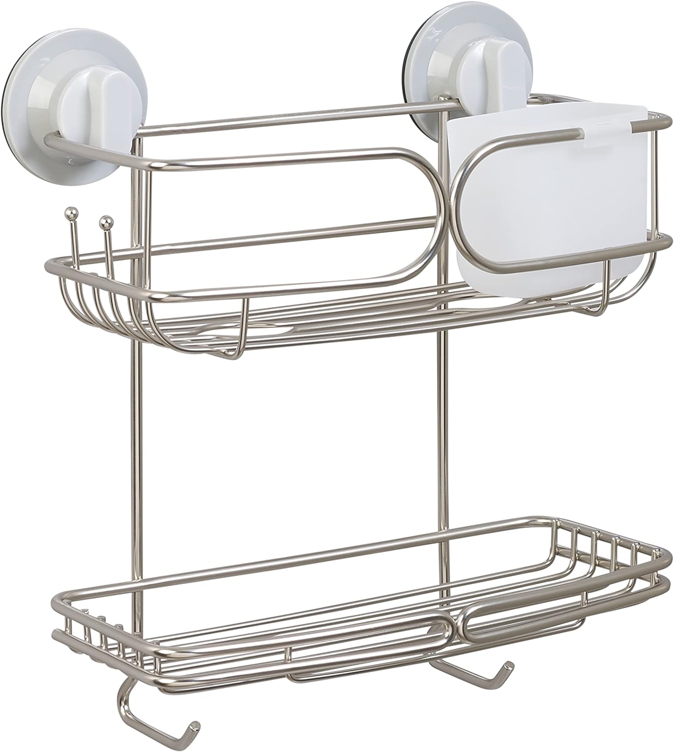 Zenna Home Rustproof Shower Caddy, 2 Shelves, Wall Mounted, with Powerful Suction and Adhesive Installation Options, Power Grip Pro, Stainless Steel