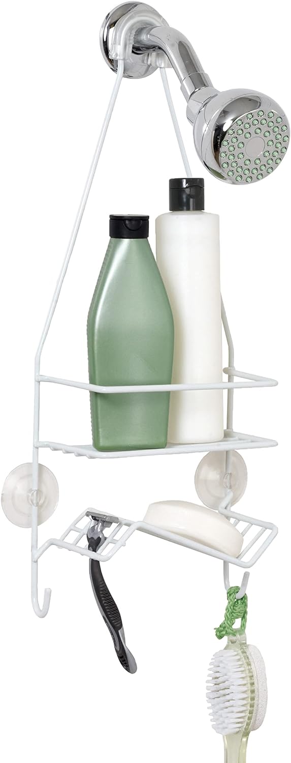 Zenna Home Hanging Over The-Shower Caddy, 1 Wire Shelf, White