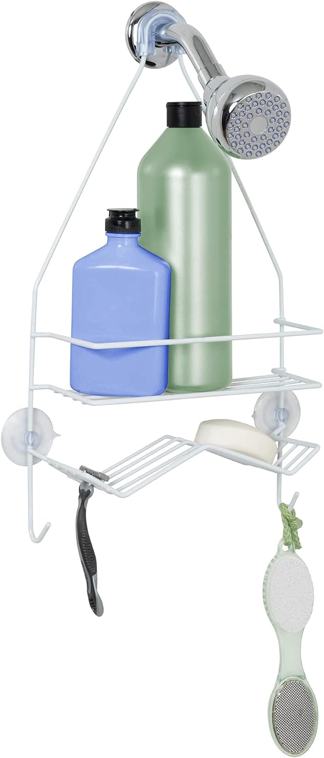 Zenna Home Hanging Over-the-Shower Caddy, 1 Shelf and Soap Dish, White