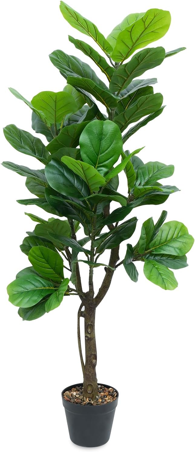 Artificial Fiddle Leaf Fig Tree 5 Feet Fake Fig Tree Faux Ficus Lyrata Plants with 70 Leaves for Home Office Decor 1PC