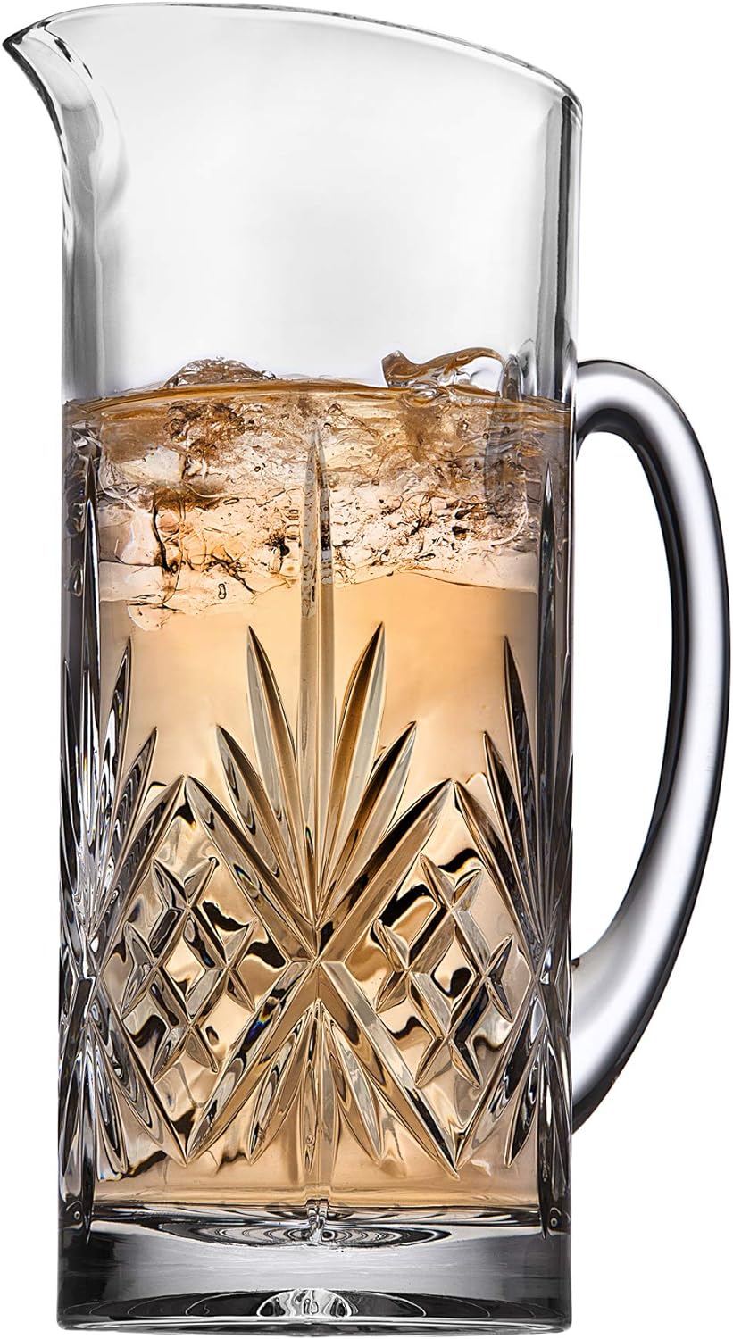 Godinger Beverage Pitcher Carafe, Cocktail Pitcher, Water Pitcher, Bar Mixing Pitcher Glass - Dublin Collection, 34oz