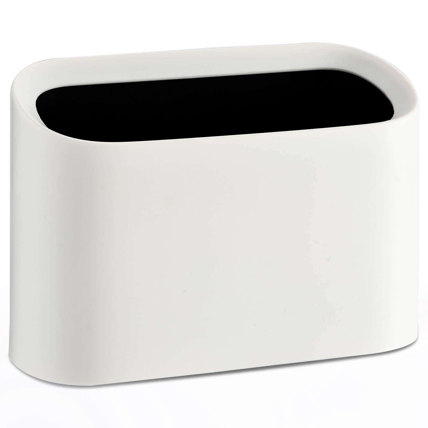 SUBEKYU 0.4 Gal Mini Countertop Trash Can, Small Desktop Garbage Can for Office, Tiny Wastebasket, Plastic, White