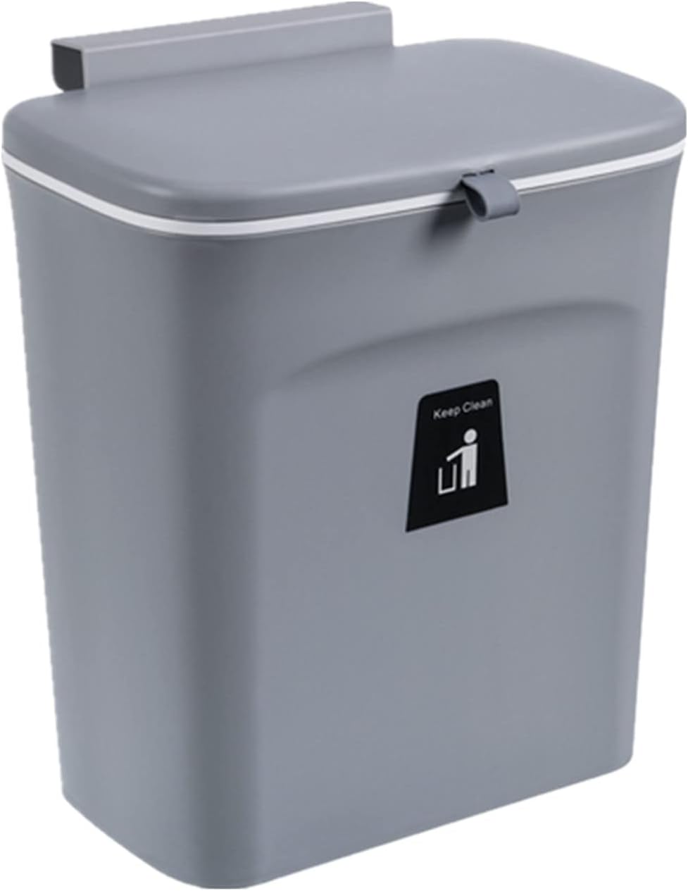 Kitchen Hanging Trash Can, 2.4 Gallon Wall Mounted Counter Waste Compost Bin, Small Garbage Can with Lid for Cupboard/Bathroom/Bedroom/Office/Camping/Under Sink(Grey)