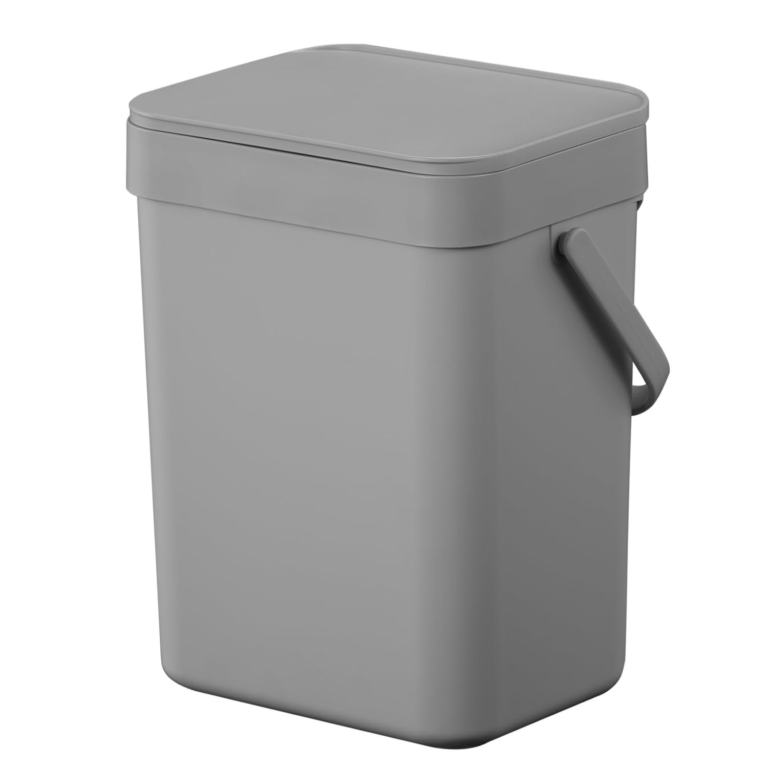 EKO 1.32-Gallon Wall-Mounted Kitchen Trash Can with Swing Lid, Hanging Small Food Waste Bin for Kitchen, Indoor Compost Bucket (Grey)