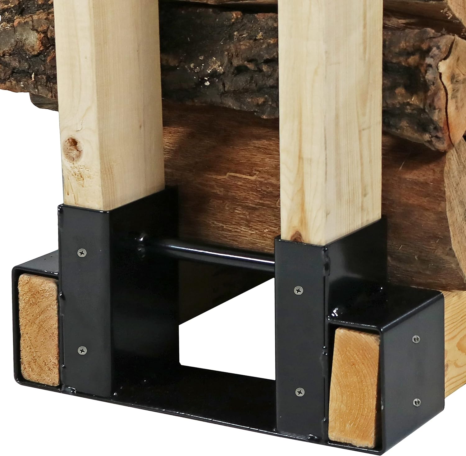 Sunnydaze Firewood Log Rack Bracket Kit - Adjustable to Any Length - Open-End Design - 1 Pair of Brackets