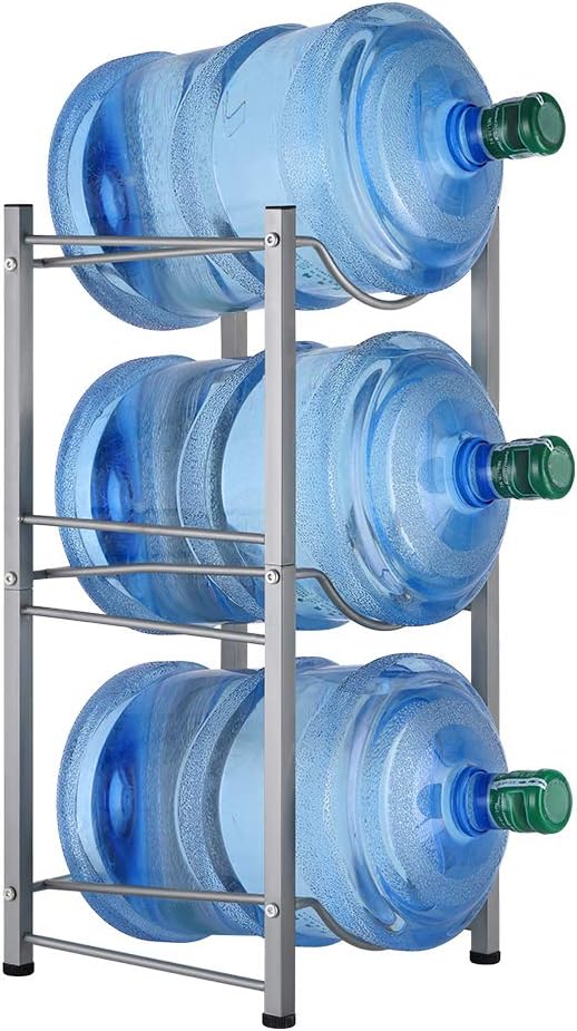 MOOACE 3-Tier Water Jug Rack, 5 Gallon Detachable Water Bottle Holder for Kitchen, Office, Home, Silver