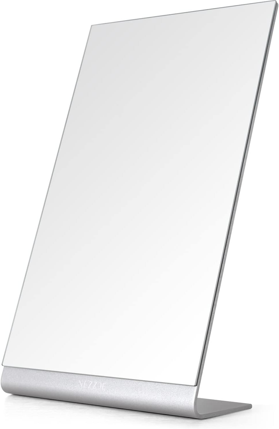 Modern Makeup Mirror, 12 Length Aluminum Desk Mirror, Vanity Mirror for Counter, Bedroom, Bathroom, Dorm