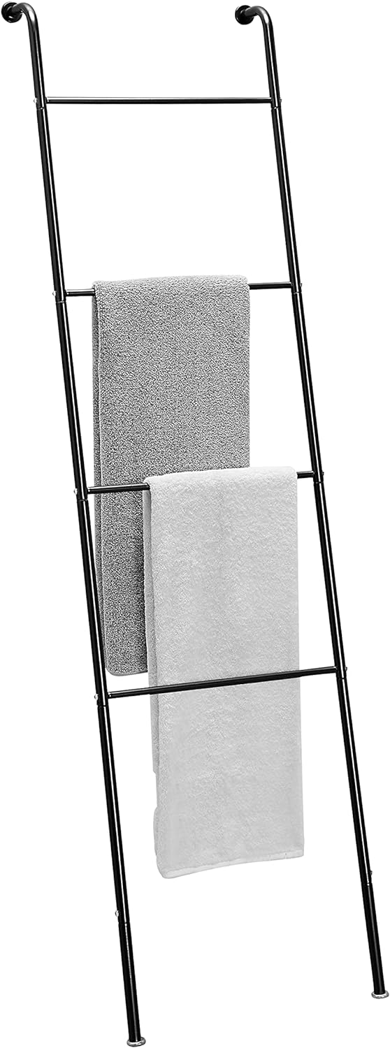 SunnyPoint Classic Home, Bath, Bedroom, Closet Leaning Ladder Rack (BLK)