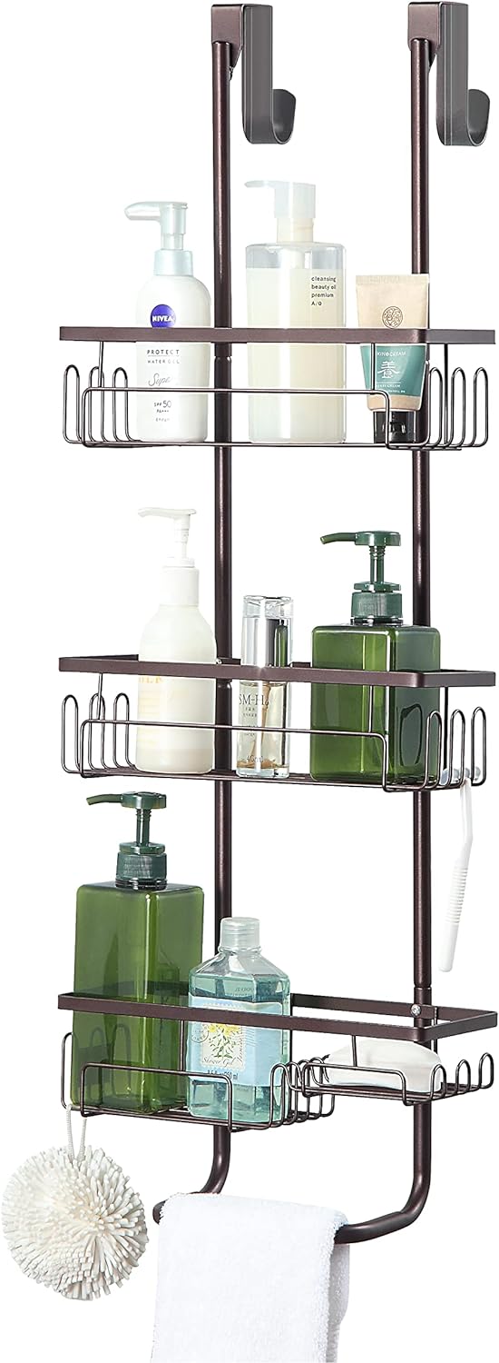 SunnyPoint Classic Metal Bathroom Shower Caddy, Over Door Hanging Storage Organizer Basket