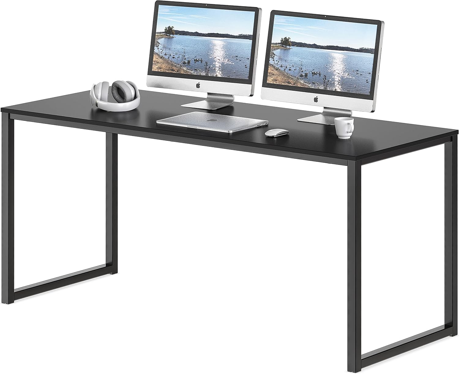 SHW Home Office 55-Inch Computer Desk, 24 Deep, Black