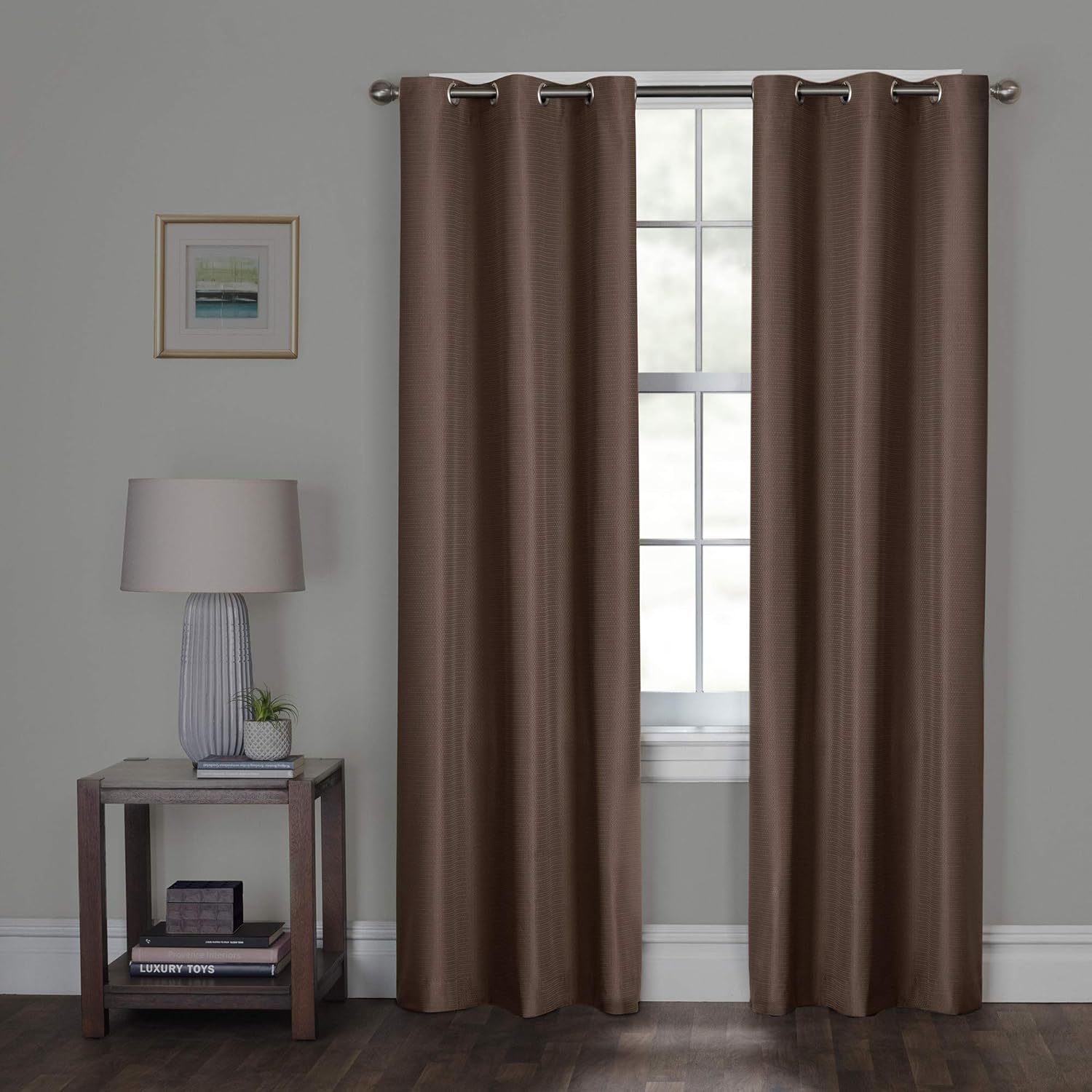 Zenna Home Easy to Install Window Curtain, Simon, with Grommet Top (1 Panel), 40 inches x 84 inches, Chocolate