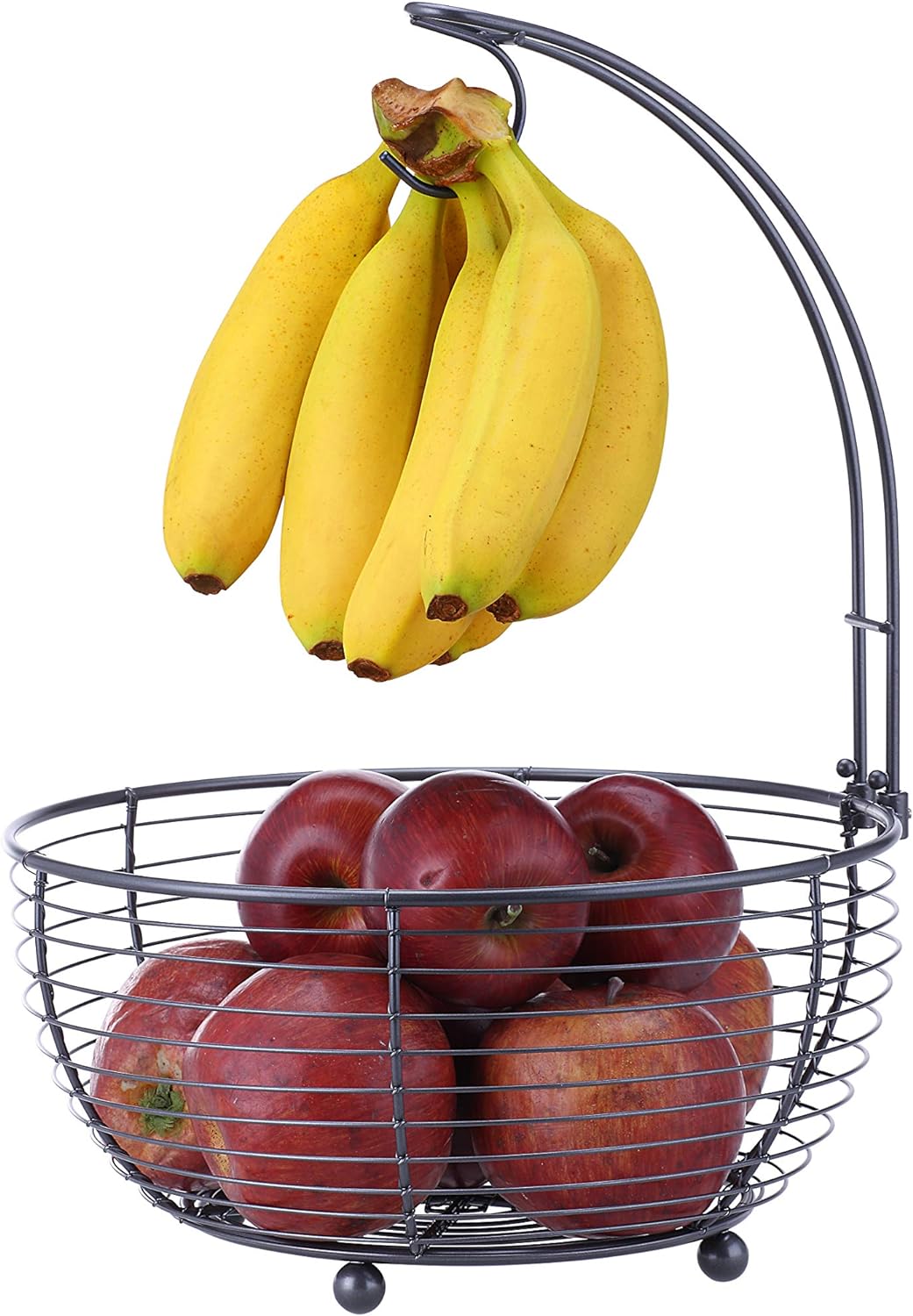 SunnyPoint Tabletop Wire Fruit Basket Bowl Stand with Banana Hanger