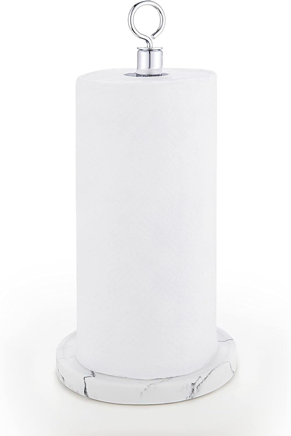 SunnyPoint Heavy Weighted Sturdy Paper Towel Holder Stand Dispenser with Faux Marble Base Fits Standard and Jumbo Sized Paper Towel