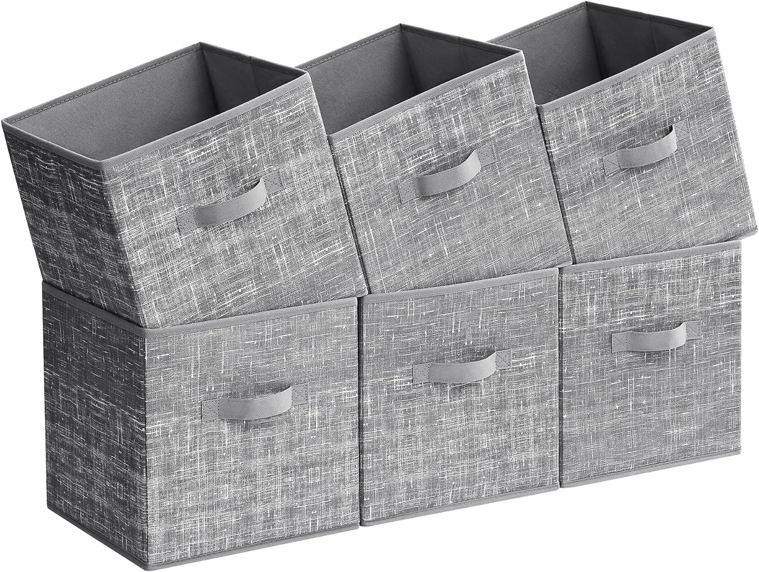 SONGMICS Storage Cubes, 11.8-Inch Non-Woven Fabric Bins with Double Handles, Set of 6, Closet Organizers for Shelves, Foldable, for Clothes, Cattail Gray UROB030G01