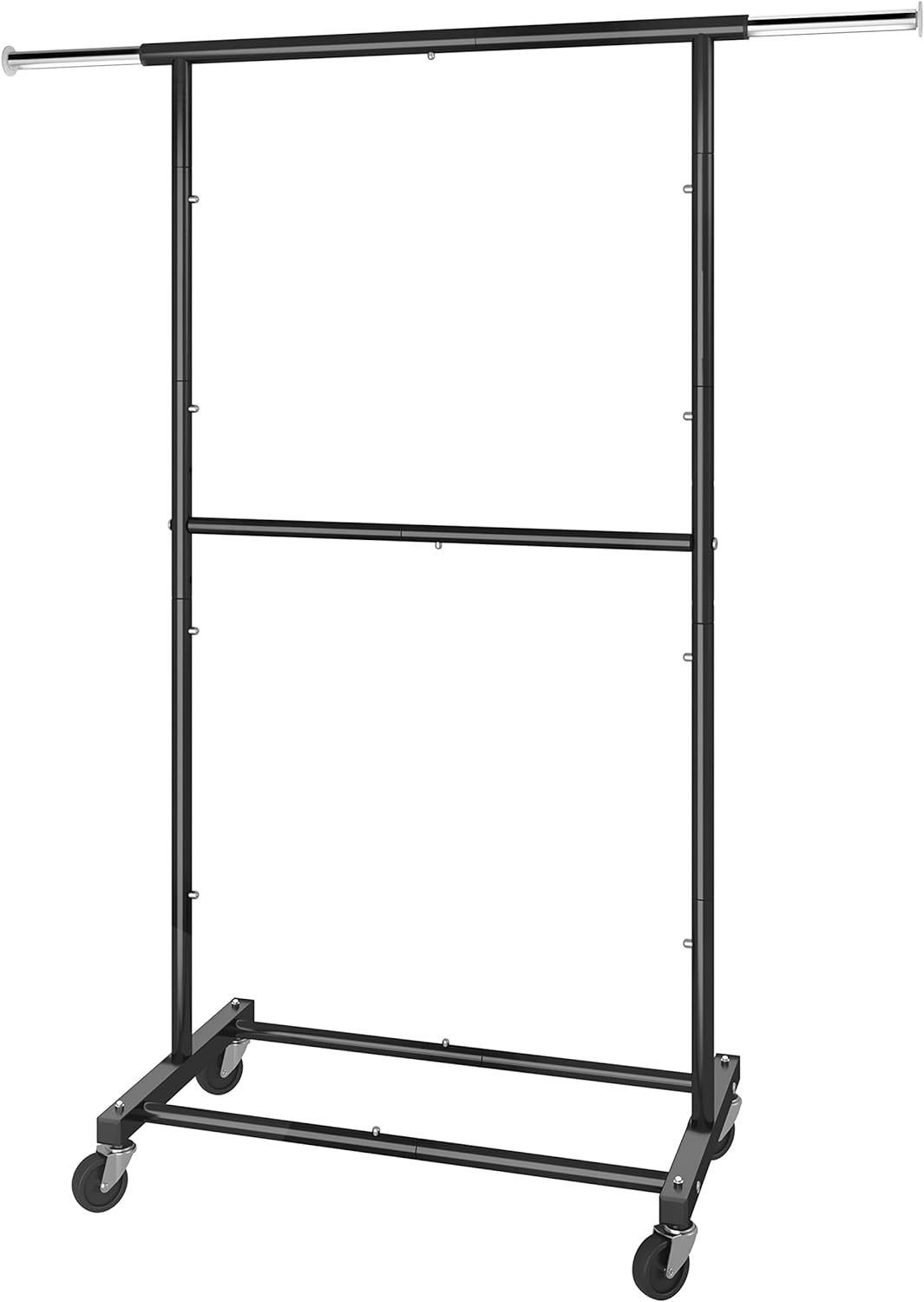 Double Rod Clothing Garment Rack, Rolling Clothes Organizer on Wheels for Hanging Clothes, Black