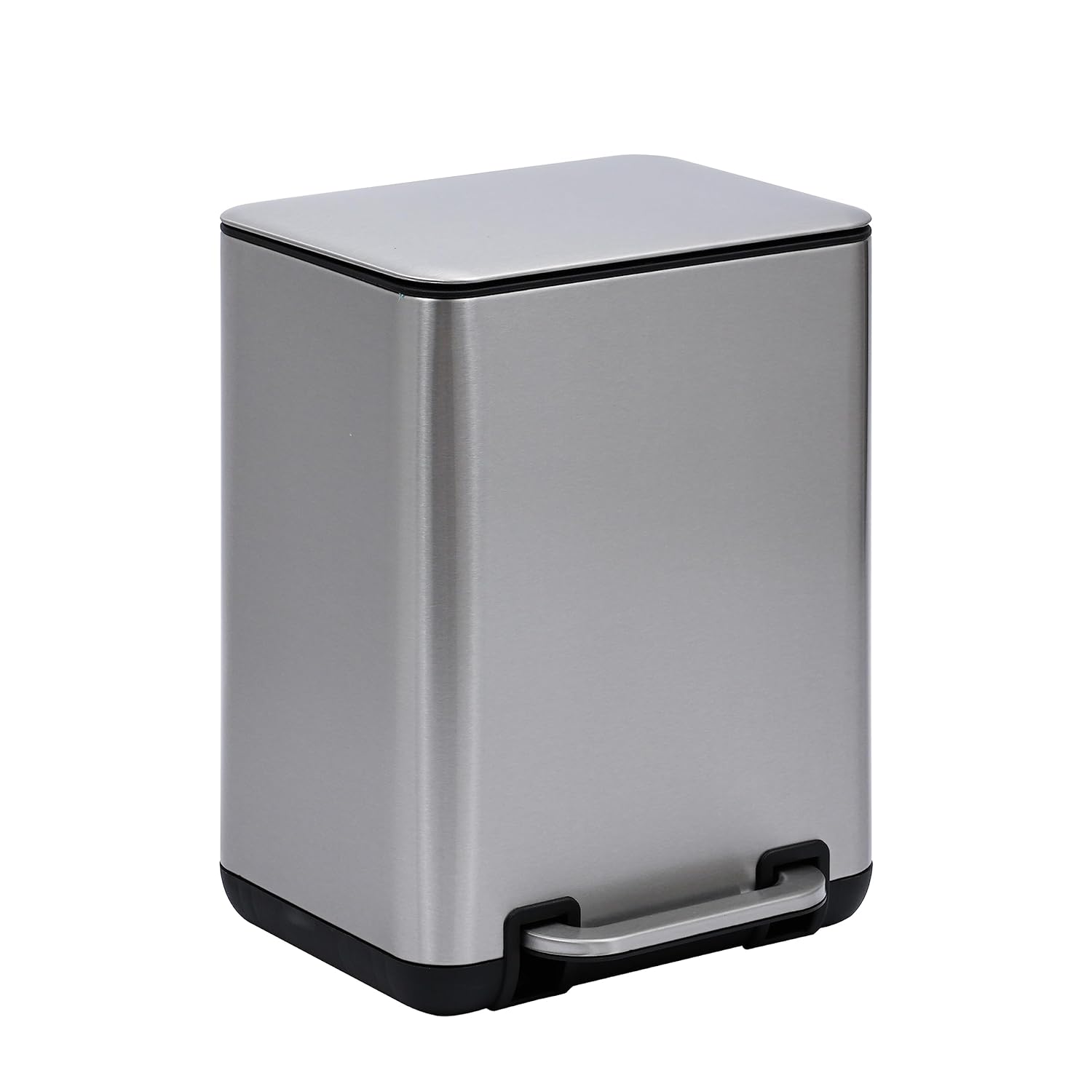 SunnyPoint 6 Liter / 1.58 Gallon Trash Can with Plastic Inner Buckets; Rectangle Bathroom, Office, Kitchen, and Bedroom Step On and Slow Close (S.N)