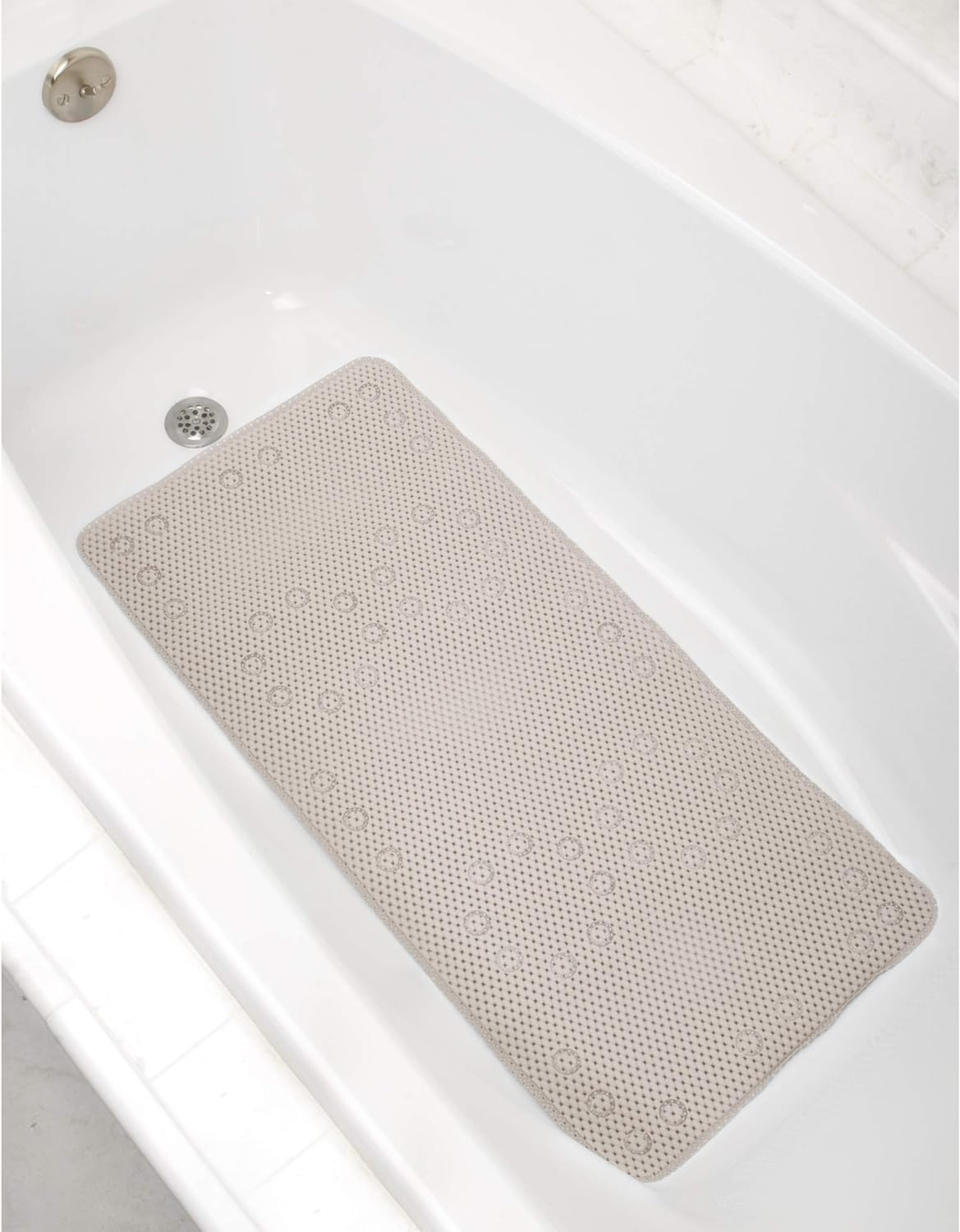 Zenna Home Waffle Tub Mat, Linen, 36 L x 17 W