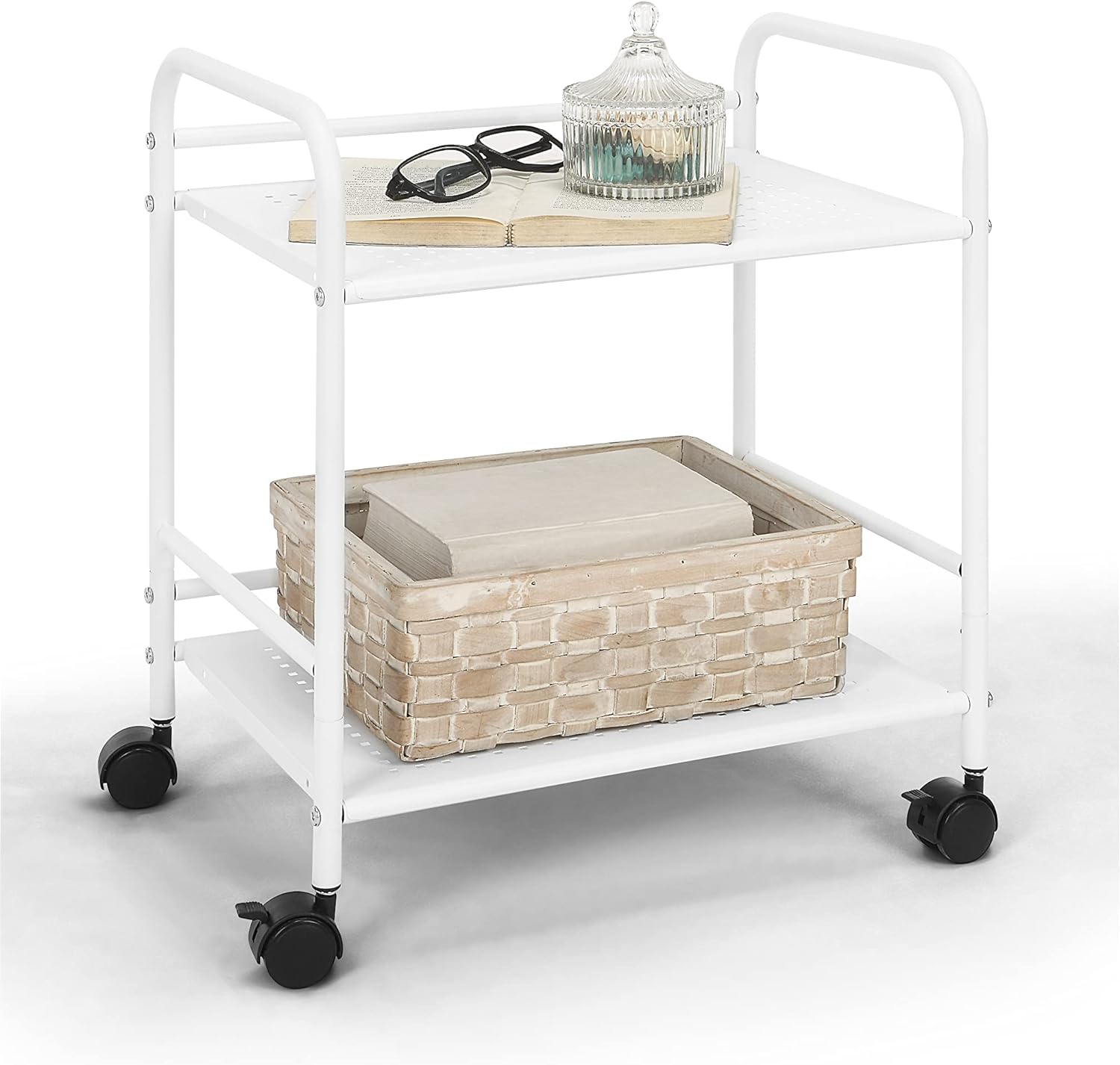 SunnyPoint Minimalist Style Utility Rolling Shelf Cart (WHT)