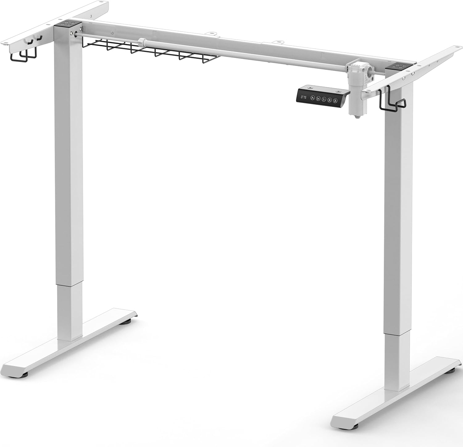 SHW Electric Stand Up Desk Frame Workstation | Ergonomic Standing Height Adjustable Computer Desk for Home and Office | White