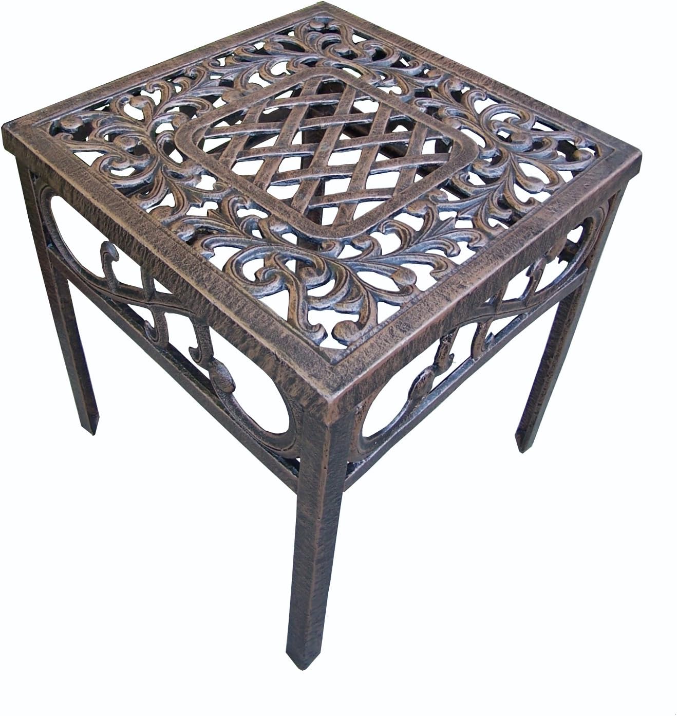 Oakland Living Mississippi Cast Aluminum End Table, 18-Inch, Antique Bronze