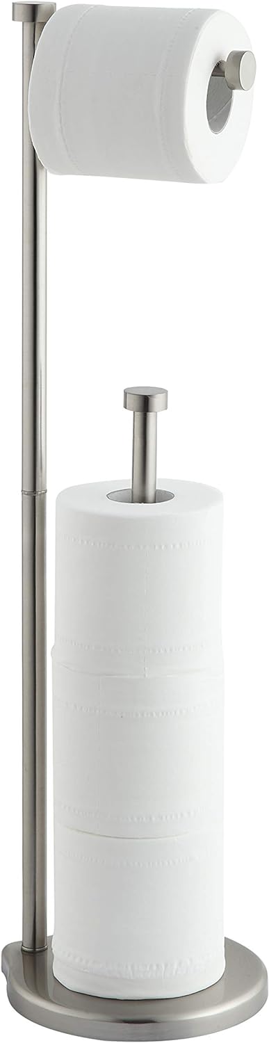 SunnyPoint Free Standing Bathroom Toilet Paper Holder Stand with Reserve, Reserve Area has Enough Space for Jumbo Roll